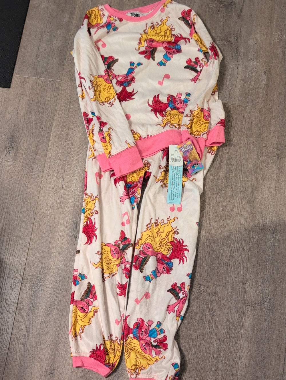 Trolls Cream Pink and Yellow Printed Women's Pajama Set